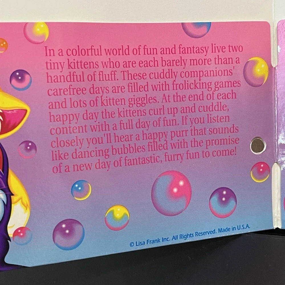 Lisa Frank Purple & Yellow Cuddly Kittens Cats 3 Ring Binder Folder Vintage 90's